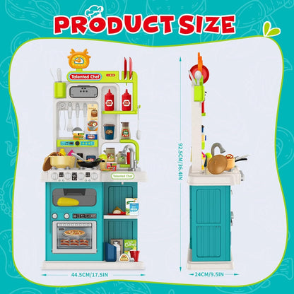 Kids Kitchen Playset for Toddler with Sound & Light, Cooking Stove with Steam, Play Sink and Toy Kitchen Accessories for Toddlers Kids Boys Girls (Green)