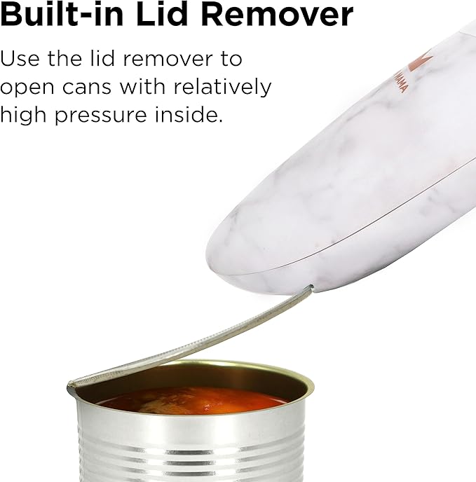 Kitchen Mama Auto 2.0 Electric Can Opener: Refined Blade Opens Almost Any Can - Automatic, Hands Free, Smooth Edge, Food-Safe, Battery Operated, YES YOU CAN (Marble White)