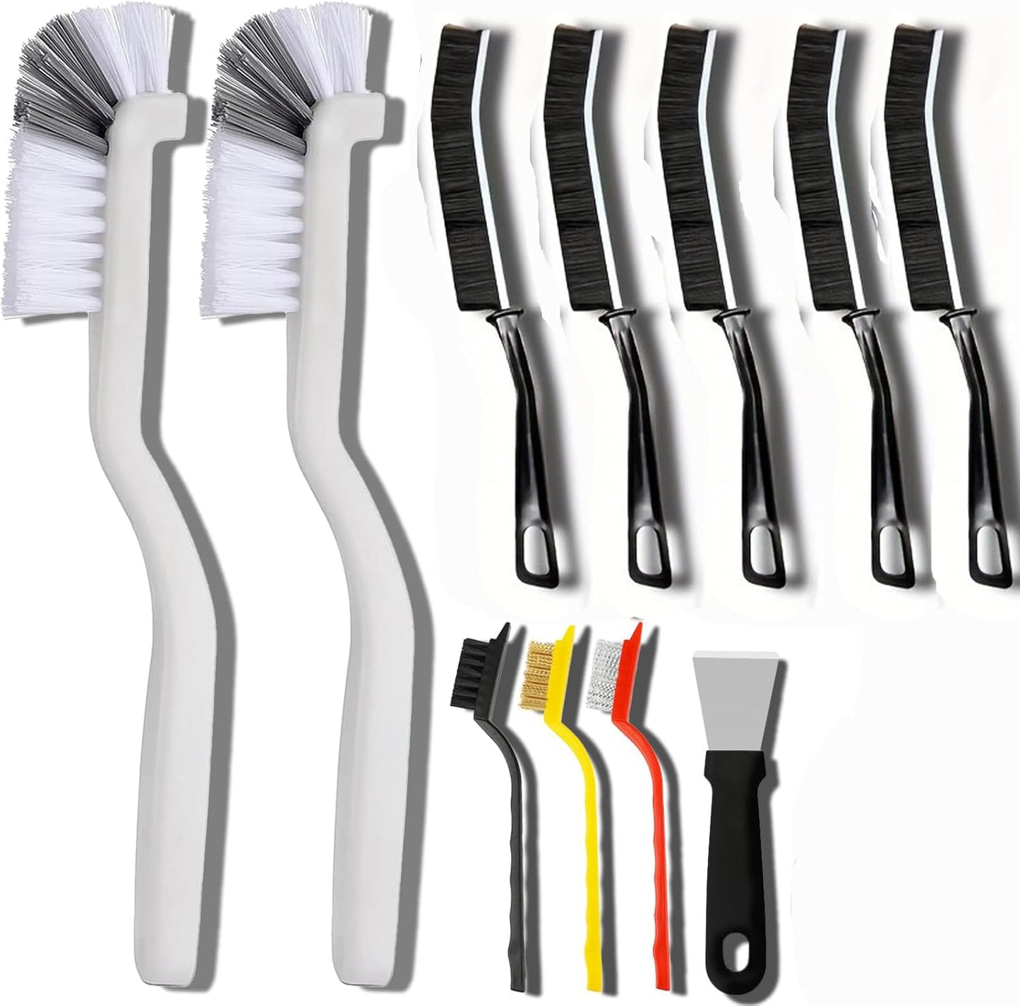 11 Pcs Crevice Cleaning Brushes, Scrub Brush Toliet Cleaner, Grout Brush Set Clean Tools for Groove Corner, Home Essentials, Hard Bristle Cleaning Supplies for Kitchen, Bathroom and Toilet