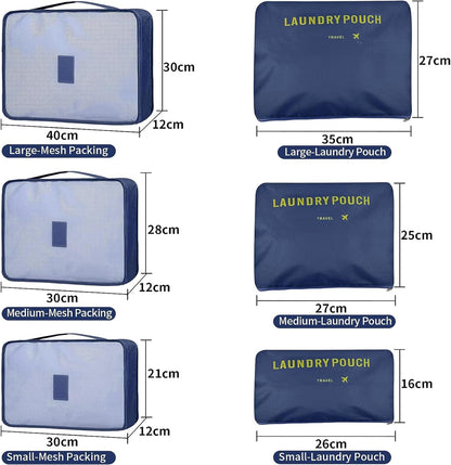 BAYINBROOK 9 Piece Suitcase Organizer, Packing Cube Set, Travel Organizer for Clothes, Cosmetics, Shoes, Intim (Dark Blue)
