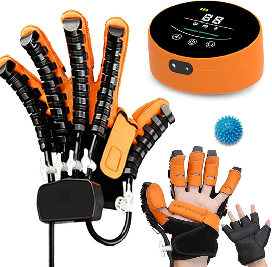 Hemiplegia Robot Gloves for Rehabilitation Physiotherapy Rehabilitation Equipment for Patients with Stroke Arthritis Hemiplegia Massage Gloves (A:Left Hand B: Right Hand) (Size: A L, Colour: Orange)