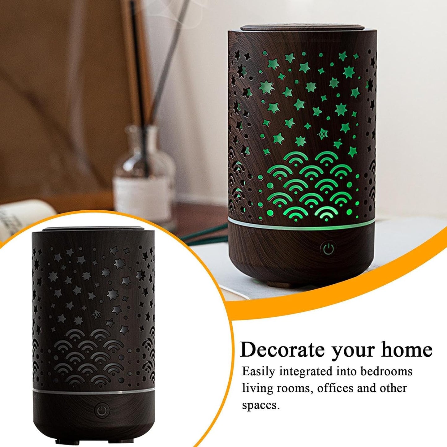 Oil Diffuser, Small Aroma umidificatore, 4-in-1 Multifunctional Design, Automatic Mist Fragrance Control, 7.01x3.94x3.94 pollici, Compact Ideal for Hotel, Kitchen, and Workplace Use