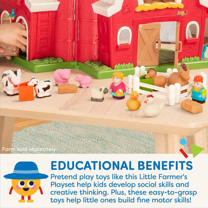 Battat Farm Animal Play Set - 25 Toy Farm Animals, Fences, Farmers, Tractor, Trailer & More for Toddlers 18 Months+ - Farm Playset