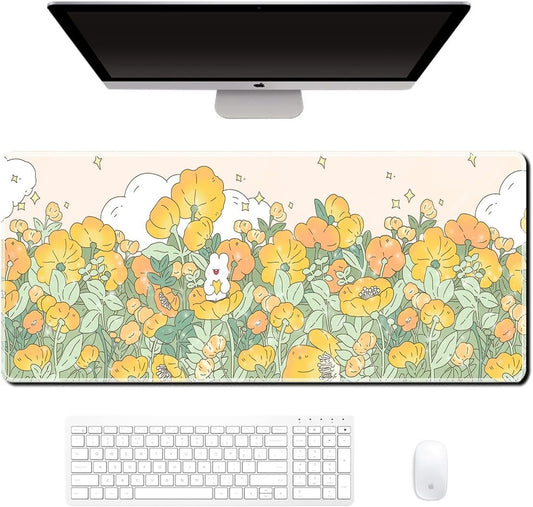 Cityhermit Cute Computer Desk Mat for Keyboard Large Mouse Pad Kawaii Aesthetic Bunny Supplies Desk Decor Accessories for Woman Office Desktop XL Extended Anime Gaming Non Slip Pad