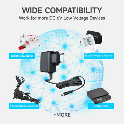 ANLINK 6V 1A/1000mA 6ft AC 100-240V to DC 6V 1A 6W Power Adapter with 3 Inserts for Blood Pressure Monitors, Electronic Scales and More