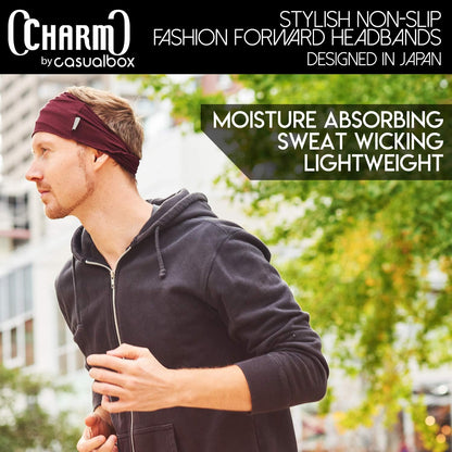 CHARM Mens Bandana Head Wrap - Womens Elastic Headband Japanese Long Hair Dreads Dark Grey