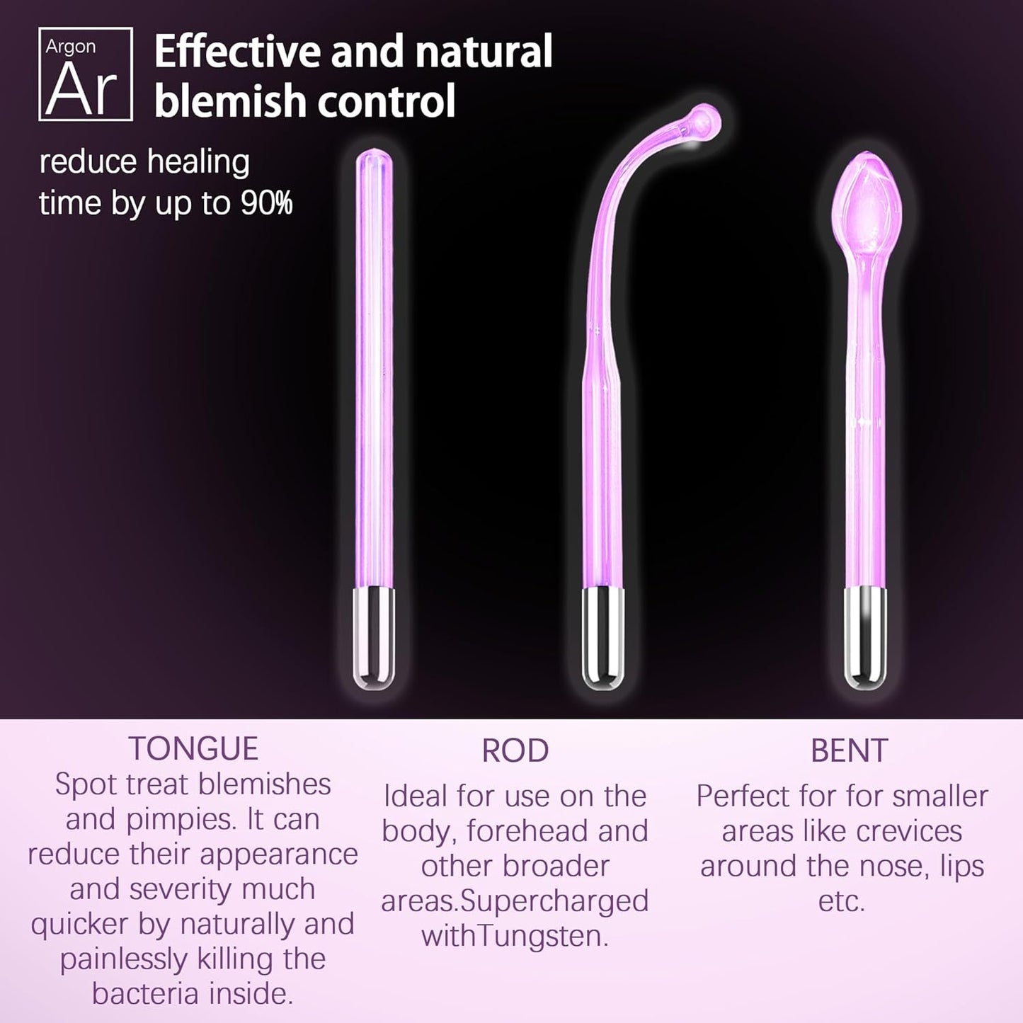 St!GIANTMAN High Frequency Facial Machine - Rot & Lila - Modern - Skin Care Device - Facial Massager - Anti Aging - Reduces Fine Lines & Wrinkles, Improves Under-Eye Puffiness