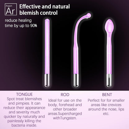 St!GIANTMAN High Frequency Facial Machine - Rot & Lila - Modern - Skin Care Device - Facial Massager - Anti Aging - Reduces Fine Lines & Wrinkles, Improves Under-Eye Puffiness
