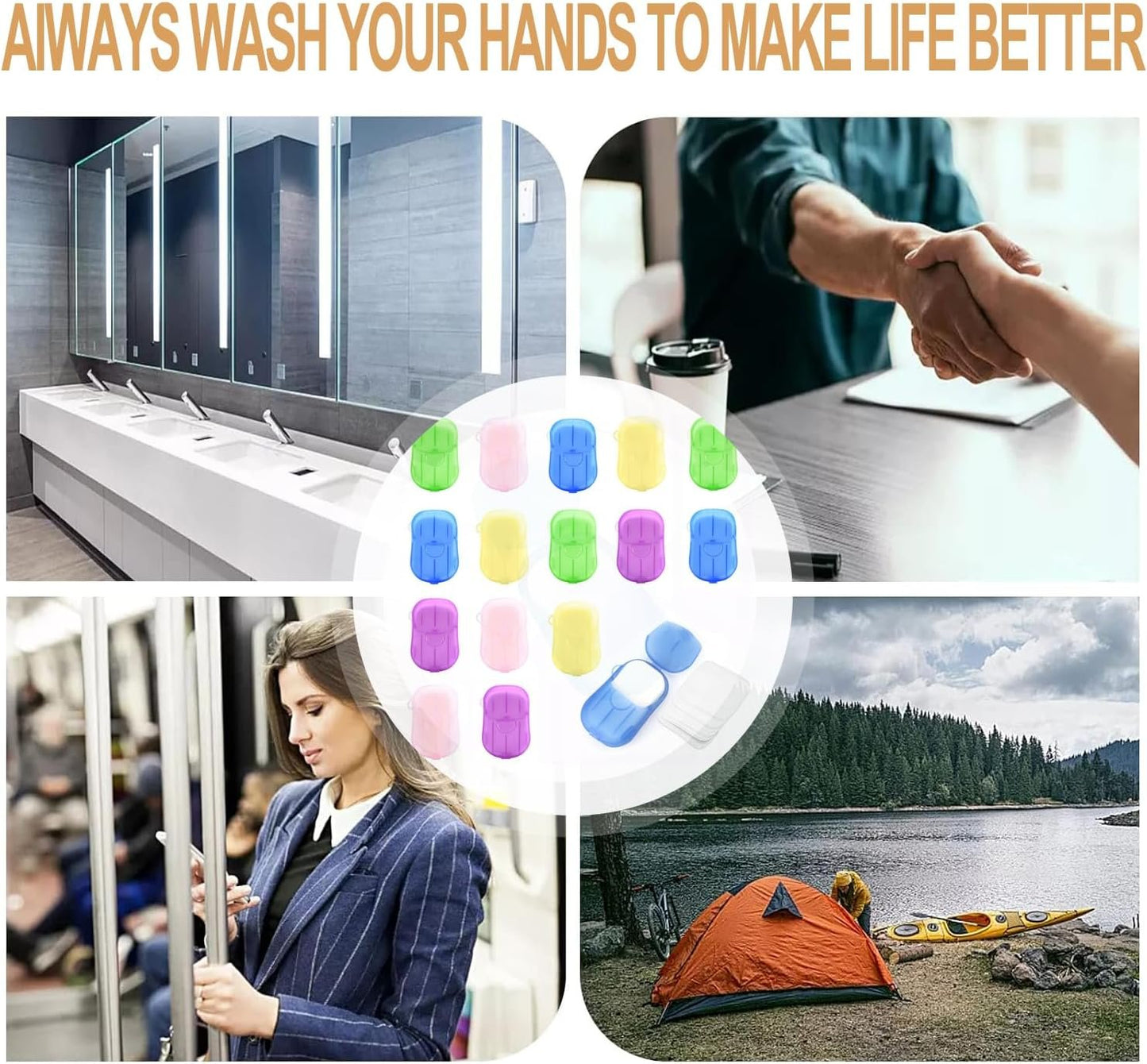 BEANPRECOY 15 Boxes Soap Sheets, 300 Sheets Travel Soap Paper Sheets Disposable Hand Washing Bath Scented Paper with Plastic Box, Mini Travel Portable Paper Soap for Travel and Outdoor Camping