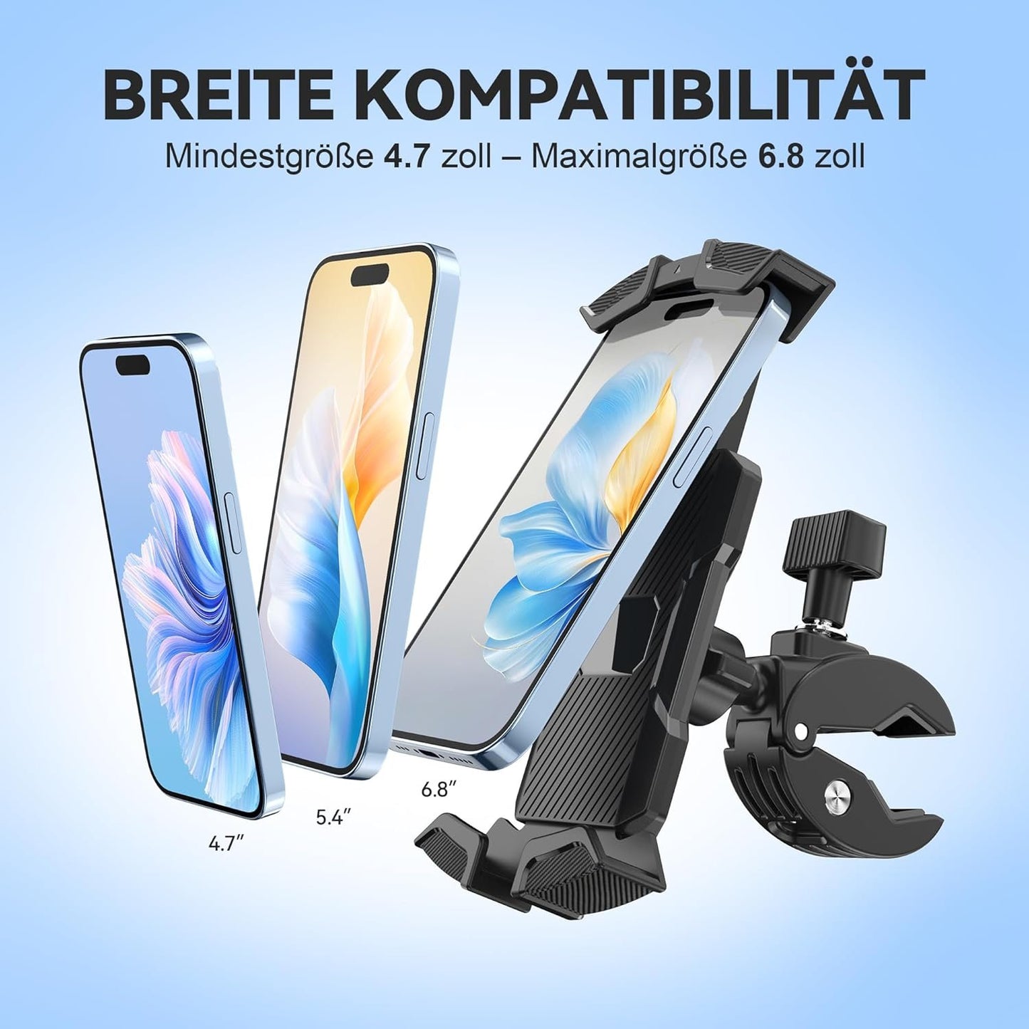 Motorcycle Phone Holder, Bike Phone Holder, Scooter Bike Handlebar, Safety Lock, One Hand Operation, Girevo Phone Holder
