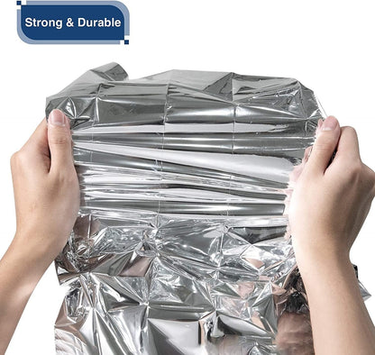 RISEN Emergency Foil Mylar Thermal Blankets - Retains 90% of Body Heat, High Reflective Space Safety Blanket - Ideal Supply for Survival, Outdoors, Camping, Hiking, First Aid (8 Silver)
