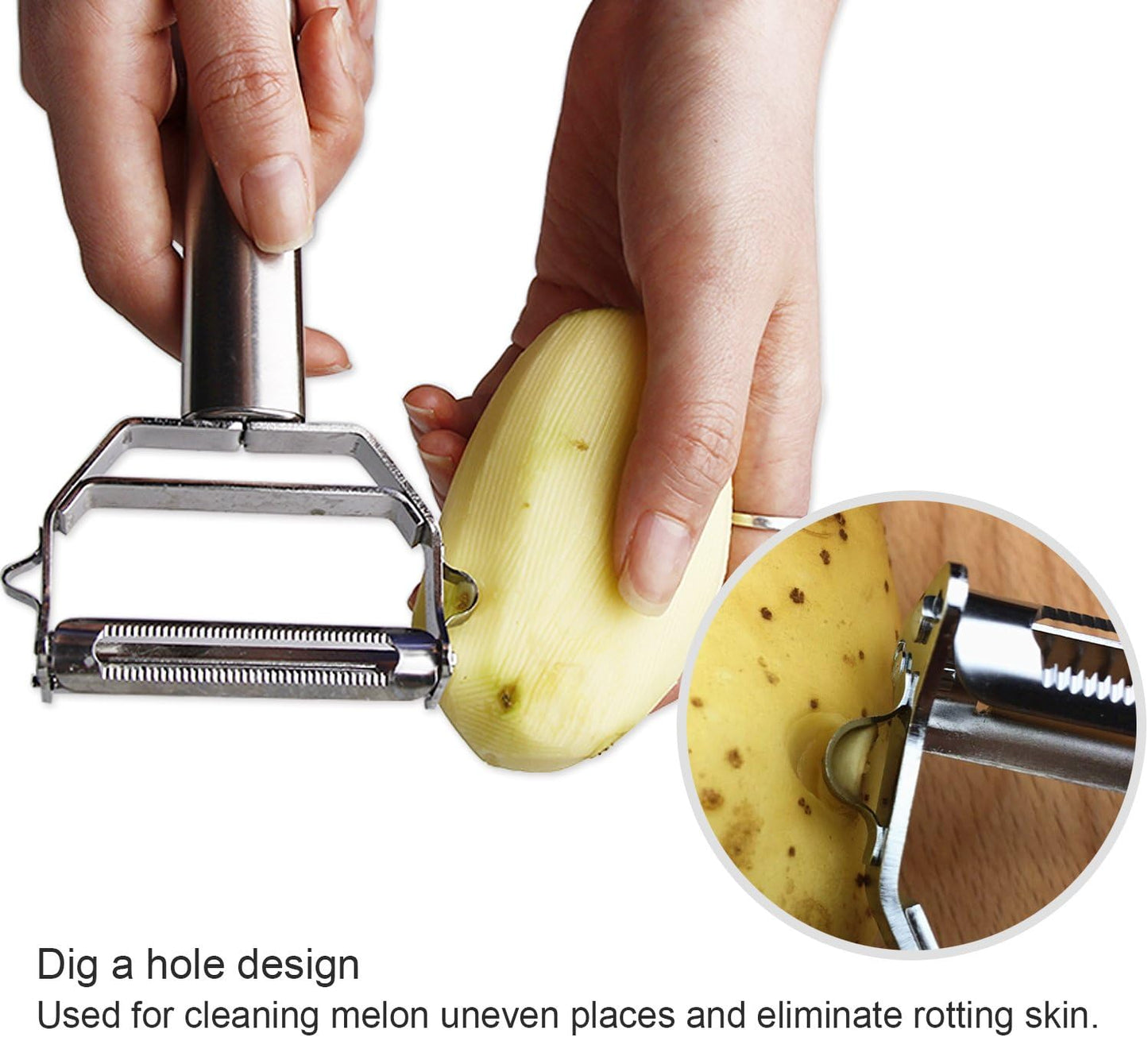 Sunkuka Julienne Peeler Stainless Steel Cutter Slicer with Cleaning Brush Pro for Carrot Potato Melon Gadget Vegetable Fruit