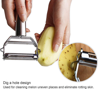 Sunkuka Julienne Peeler Stainless Steel Cutter Slicer with Cleaning Brush Pro for Carrot Potato Melon Gadget Vegetable Fruit