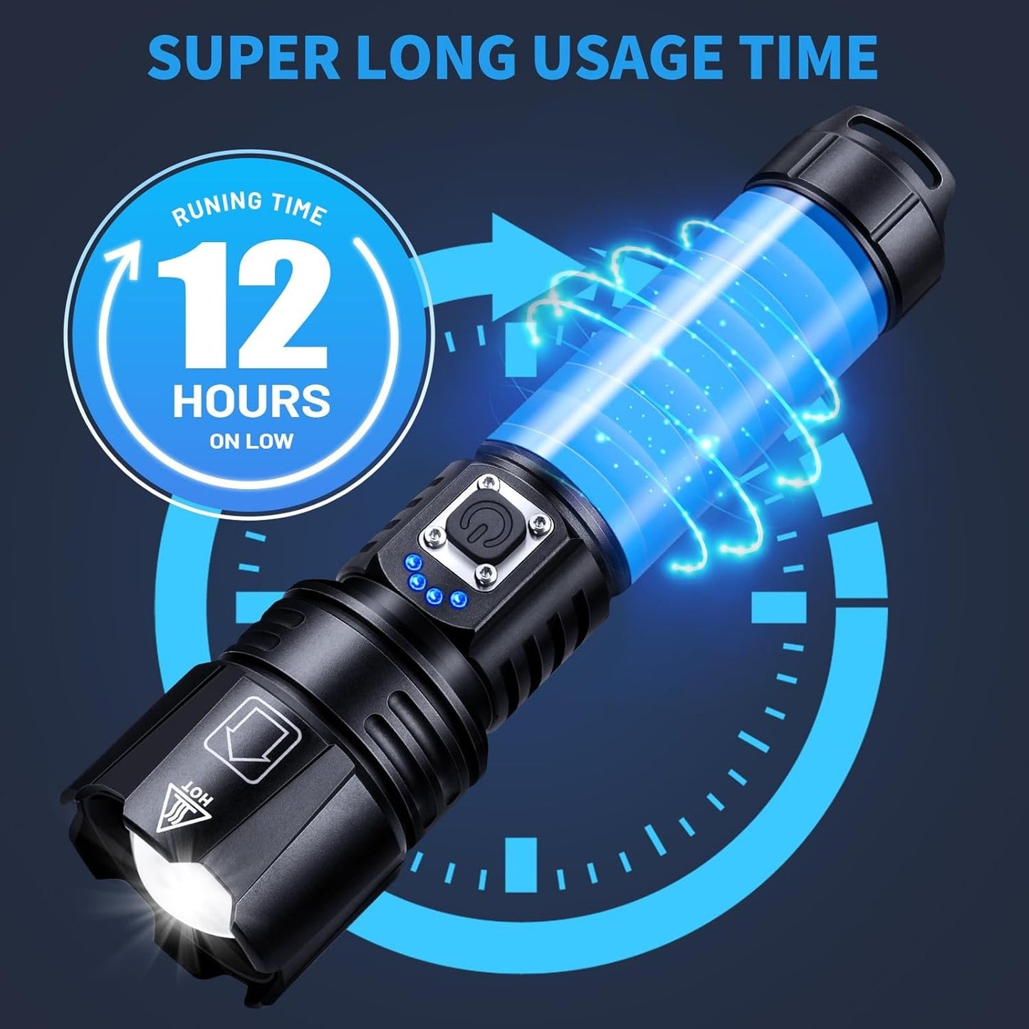 Rechargeable Flashlight, Super Bright Led Flashlight with Irradiation Distance of 3600Ft, 5 Modes,IP6 Waterproof Tactical Flashlights, Suitable for Camping, Climbing, Walking Dogs