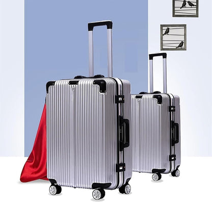 Travel and Bussiness Aluminum Frame Carry On Luggage Security Combination Lock Suitcase Adjustable Trolley Travel Luggage Suitcase (Color : Silver, Size : 20 inch)