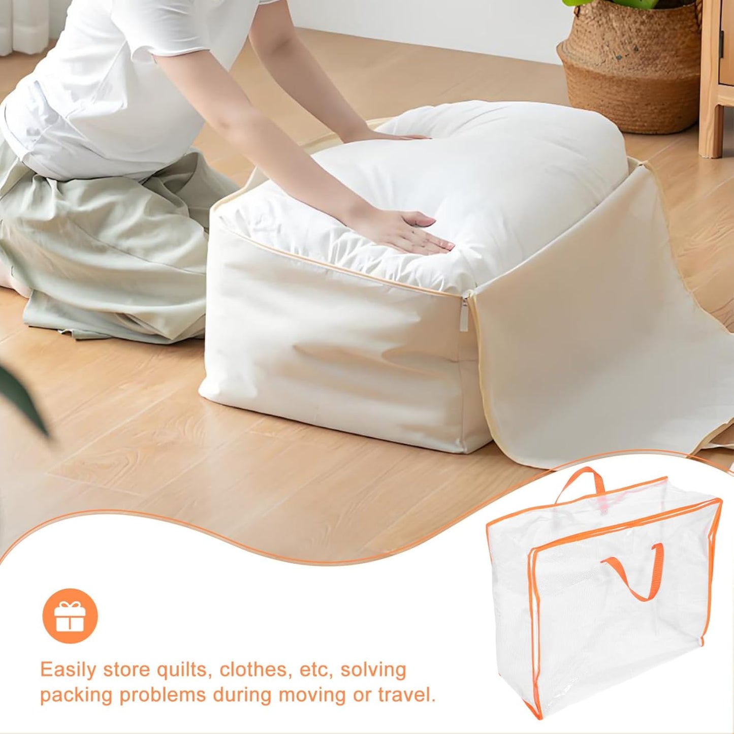 Ipetboom Large Capacity Transparent Clothes Storage Bag with Zipper Heavy Duty Moving Tote for Quilts Bedding and Protection for Efficient Packing and Organization