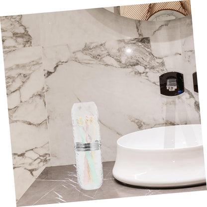 SOPOTUTU Travel Toothbrush Holder Case Portable Plastic Organizer for Toiletries Stylish Travel Storage for Toothbrushes for School Camping and Business Trips Space Saving Design