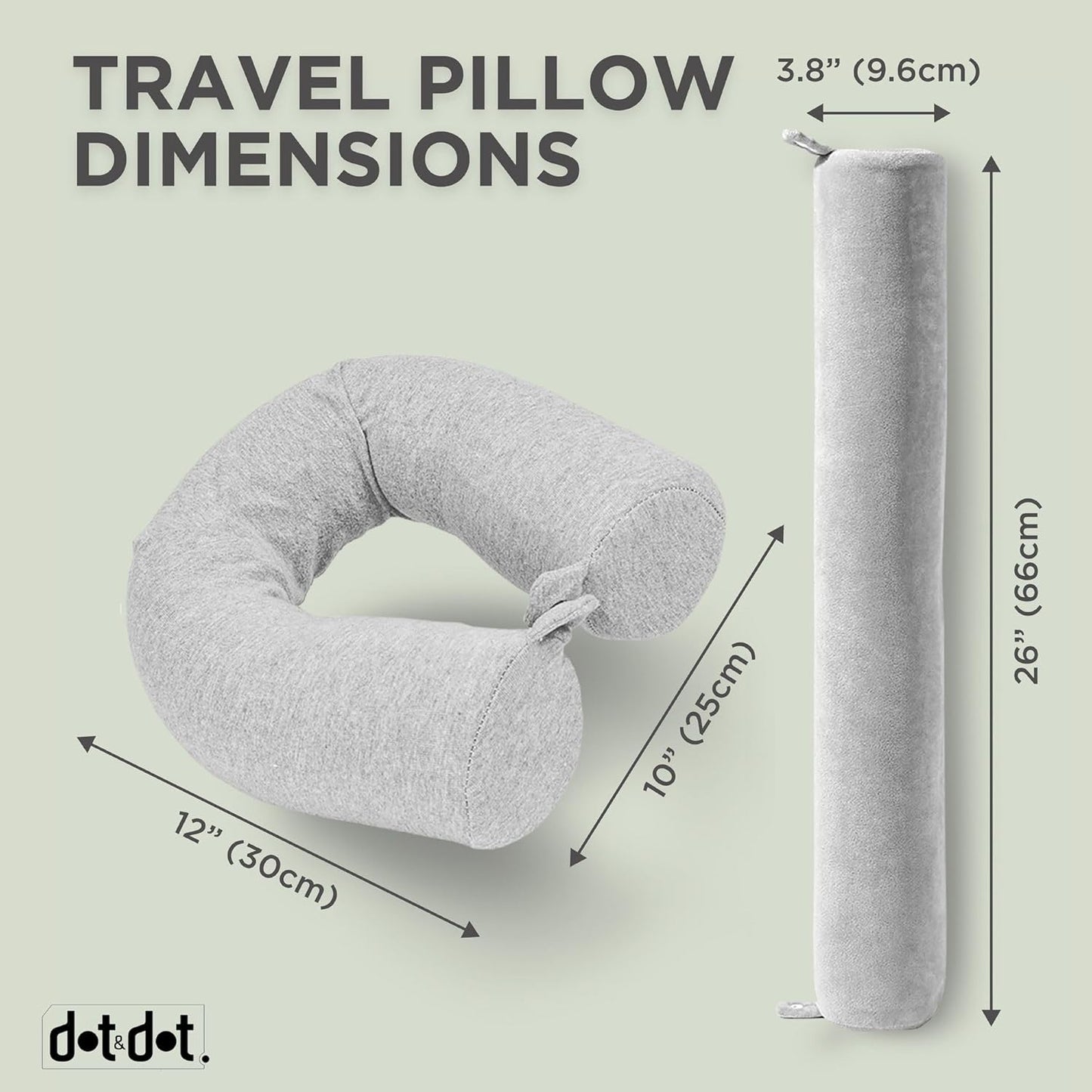 Twist Memory Foam Travel Pillow for Neck Chin Lumbar and Leg Support - for Traveling on Airplane Bus Train or at Home - Best for Side Stomach and Back Sleepers - Adjustable Bendable Roll Pillow