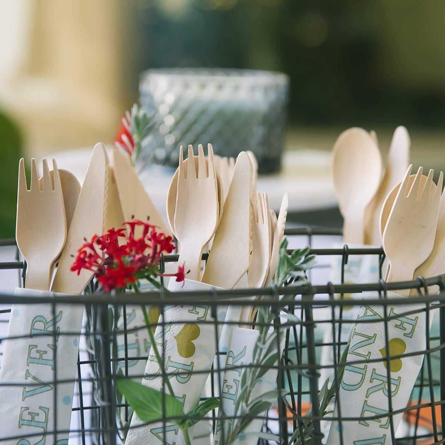 [200 Count] Disposable Wooden Forks, Wooden Cutlery Wood Utensils Set, 100% Natural Birchwood Fork for Outdoors, Parties, and Events, Compostable & Eco-Friendly