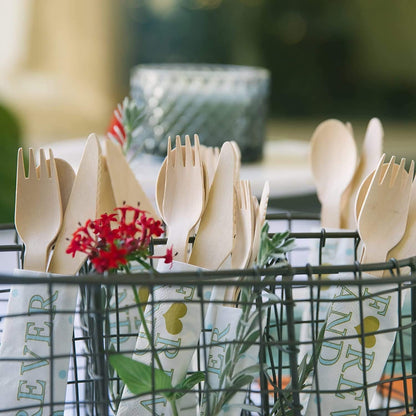 [200 Count] Disposable Wooden Forks, Wooden Cutlery Wood Utensils Set, 100% Natural Birchwood Fork for Outdoors, Parties, and Events, Compostable & Eco-Friendly