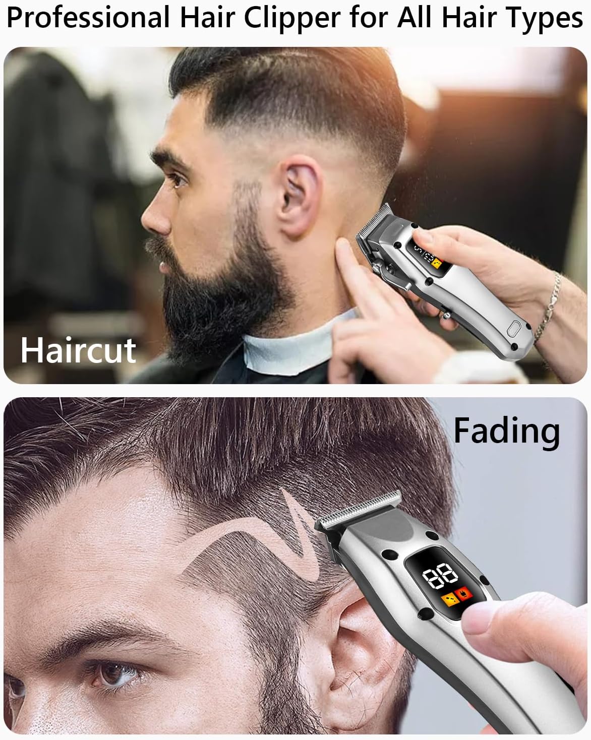 SOBEAU Professional Men's Hair Clipper Hair Trimmer Electric Hair Clipper Barber Kit, Waterproof Barber Razor