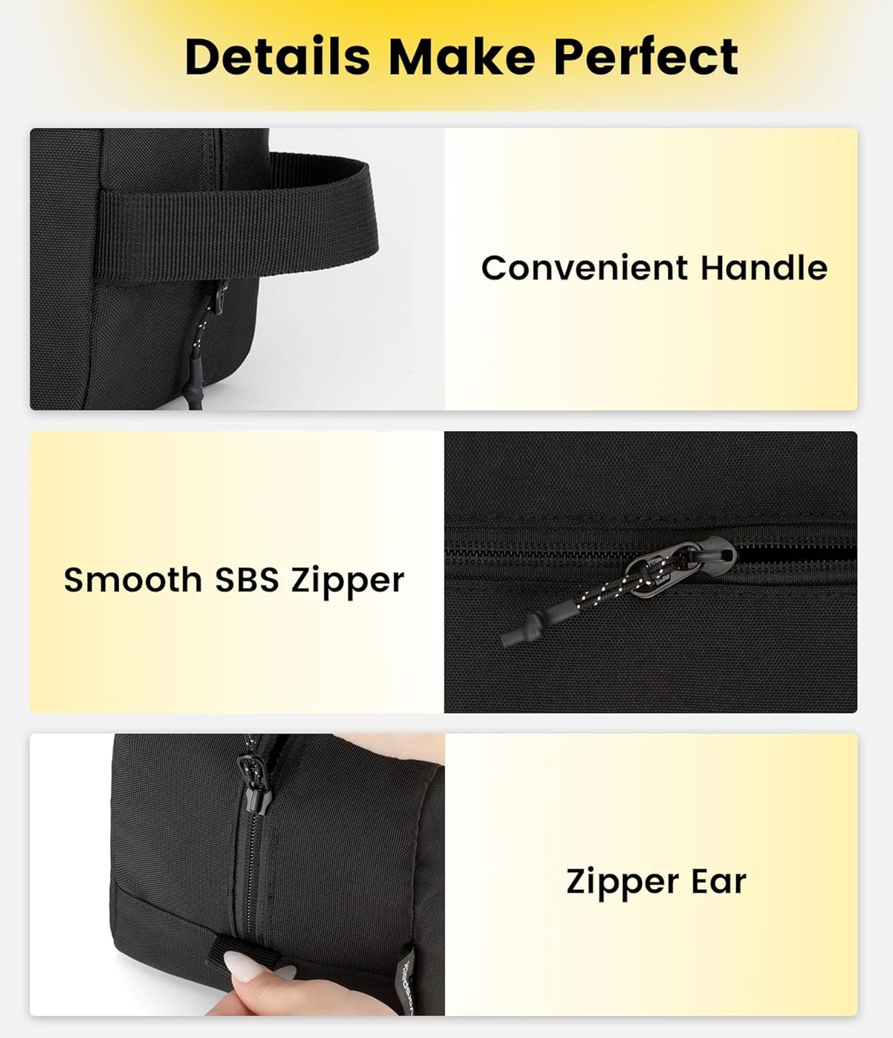 Vorspack Travel Toiletry Bag for Men - Large Toiletries Bag Water Resistant Hanging Dopp Kit Travel Bag for Toiletries Accessories, Black, Medium