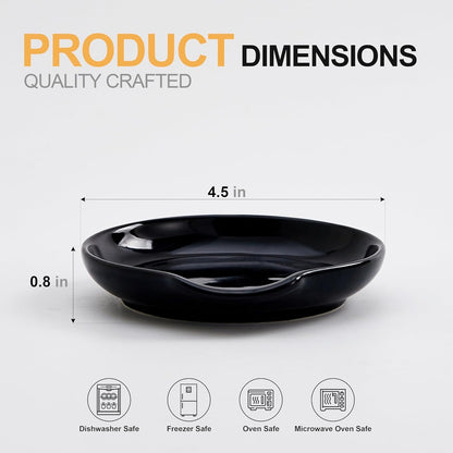 Swuut Set of 2 Ceramic Spoon Holder for Spatula, Ladles, Tongs, Gadgets, Coffee Spoon, Hob Stand, Kitchen Counter Holder Utensils (Black)