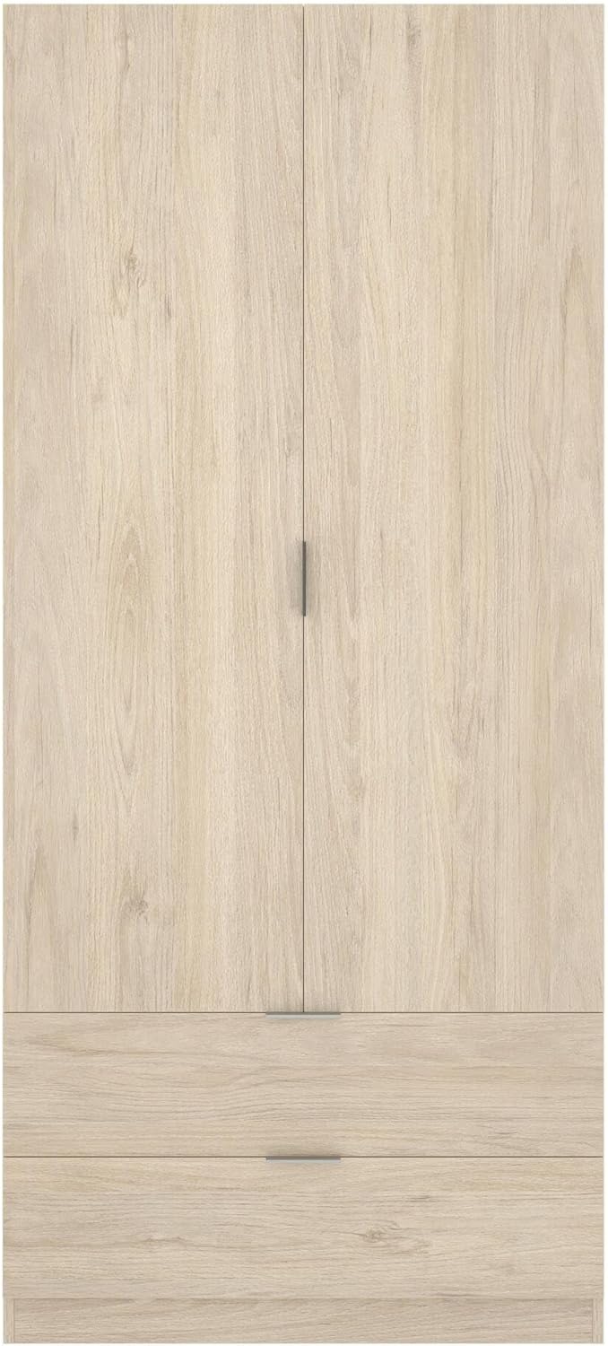 Dmora - Wardrobe Pisanino, Wardrobe for Bedroom, Wardrobe with 2 Hinged Doors and 2 Drawers, 81 x 52 x 184 cm, Oak