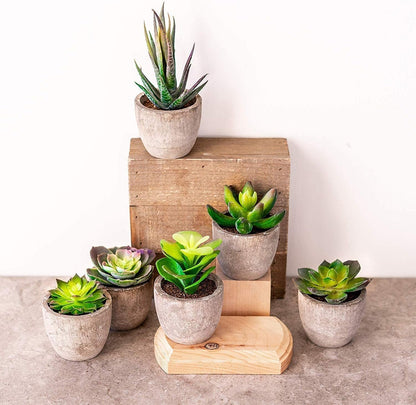 Artificial Plant 6 Pack Fake Plants Bathroom Decor Artificial Succulents Plante Artificielle Artificial Plants for Decor for Indoor Home Office Table Decoration (Grey)
