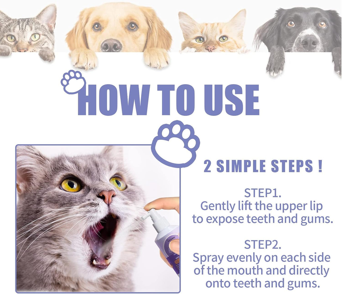 Oral Spray for Dogs, Pet Dental Care without Brushing for Dogs and Cats, Toothpaste Spray for Dogs and Cats for Cleaning Dog Teeth and Dog Breatheat, Pet Dental Spray, Fresh Breath Spray for Dog