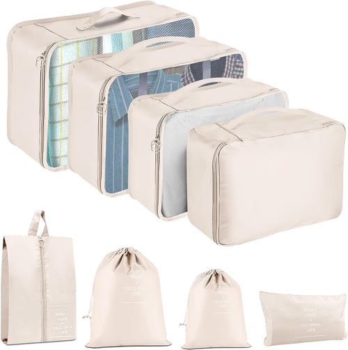 Rantuia Compression Packing Cubes 8Pcs Set - Breathable Oxford Cloth, 70% Compression, Lightweight & Waterproof - Ideal Compression Packing Cubes for Travel Suitable for travel, camping and home use