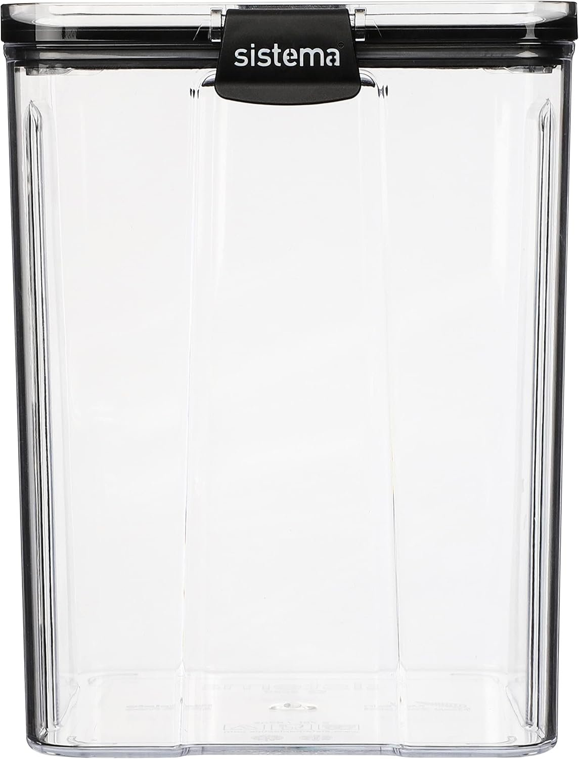 Sistema Ultra Tritan Airtight Pantry Storage Container | 2.75 Litre Large Food Storage Container | Stackable | with Locking Clips | BPA-Free | Clear with Black Accents