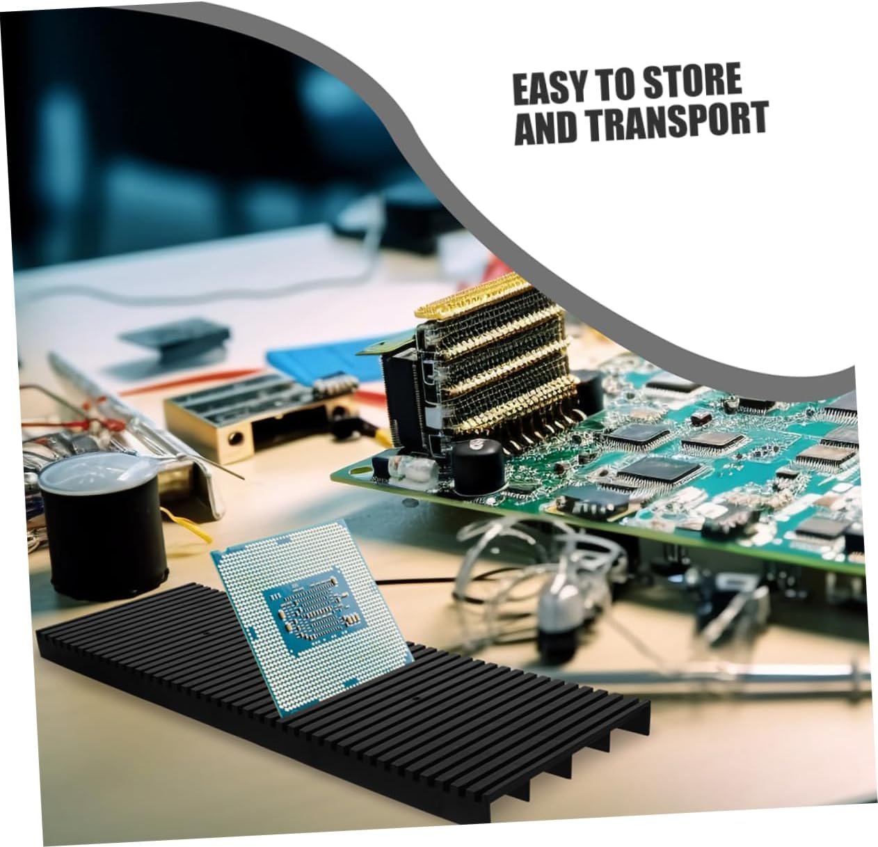 HEALEEP 2pcs ESD Storage Tray Static Rack for Circuit Board Storage Compact Design PCB Holder with Striped Pattern for Efficient Workspace Organization
