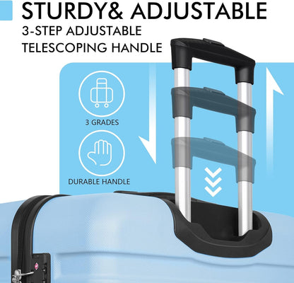 Luggage Sets 3 Piece AnyZip PC ABS Hardside Suitcase with 4 Universal Wheels TSA Lock Carry On 20 24 28 Inch (Light Blue)