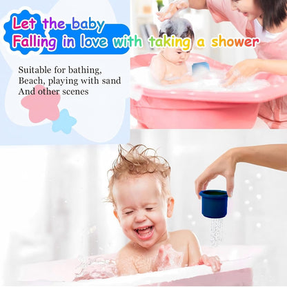 2 Set Stacking Cups, Toys for Toddlers 1-3 Year Old Stack and Count, Colorful Baby Stacking Water Set, Stackable Cups for Learning, Toddler Water Table Toy, Baby Bath Toy, Toddler Cup Toys (16 Count)