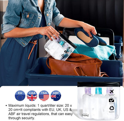 Clear TSA Approved Toiletry Bag, Quart Size Carry-On Clear Liquids Bag Airport Security Approved 3-1-1 Compliant Transparent Bag for Toiletries Cosmetics Travel (2pcs)