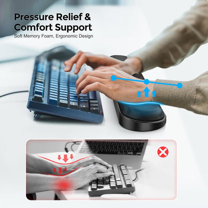 AboveTEK Keyboard Wrist Rest – Adjustable Angle & Length, Foldable Ergonomic Memory Foam Support for Computer, Laptop & Gaming – Non-Slip, Relieves Wrist & Elbow Pain for Typing & Mouse Use