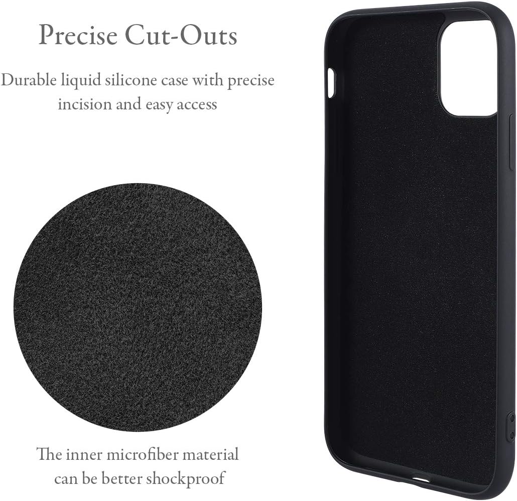 UEEBAI Case for iPhone 11, Slim Liquid Silicone Phone Case with 360 Rotatable Ring Holder Kickstand wtih Magnetic Car Mount Gel Rubber Shockproof TPU Bumper Case Cover for iPhone 11 6.1 - Black