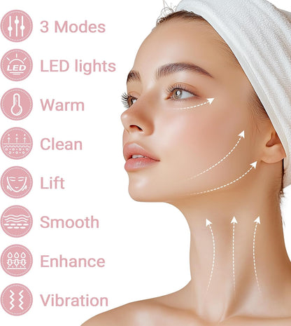 Neck Facial Massager, Light Face Neck Massager for Skin Care, Multifunctional Facial Skincare Tools with Vibration, at Home