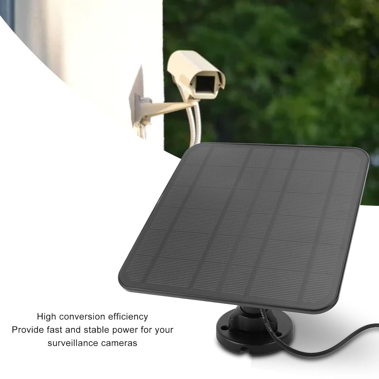 5W Solar Panel for Security Camera Outdoor, 6V Solar Panel Charger with Micro USB and USB C Port, 360° Rotatable Solar Panel, IP65 Waterproof, 9.8ft Cable