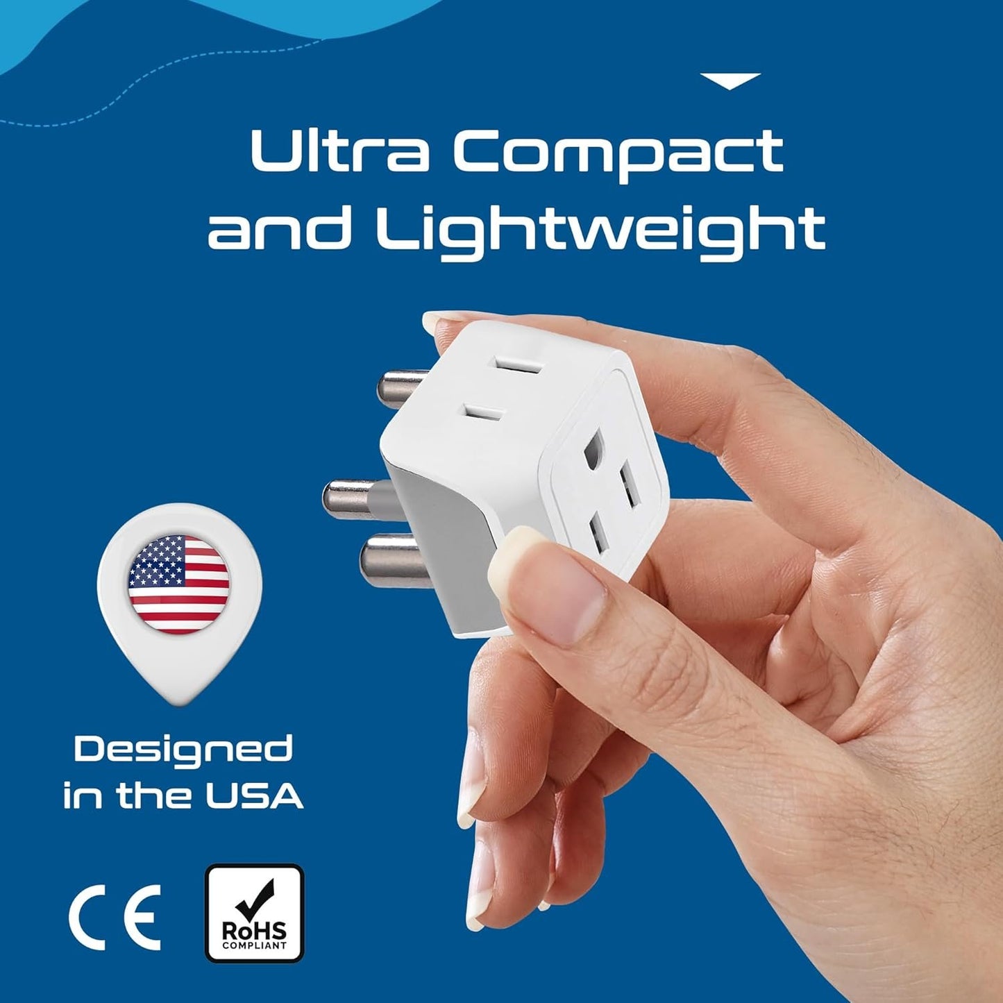 Ceptics Canada to South Africa, Botswana, Namibia Travel Adapter (Type M) - Dual Input - Ultra Compact - Charge your Cell Phone, Laptops, Tablets (CT-10L, 3 Pack)