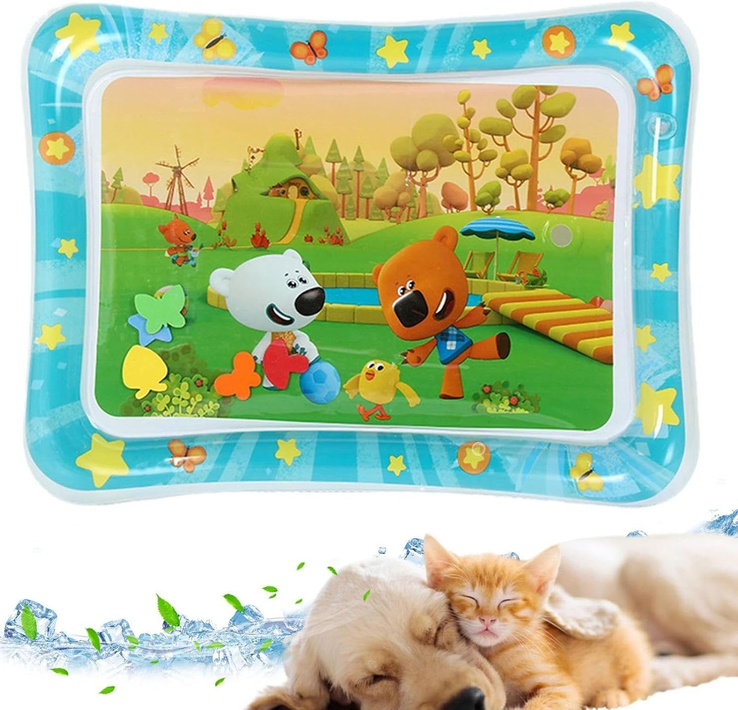 Tappetino Sensoriale Ad Acqua - Lettino Ad Acqua Pieghevole Per Cani,Base Gonfiabile per Gattonamento Rinforzata per Viaggi, Casa e Camera da Letto - Accessorio per Animali Domestici di