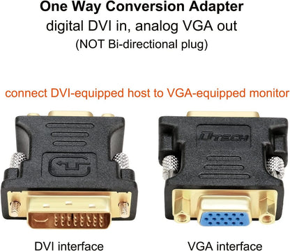 DTECH DVI to VGA Adapter DVI-D Male to VGA Female Converter 1080P Video Connector 24+1 Pin for Monitor Computer Projector