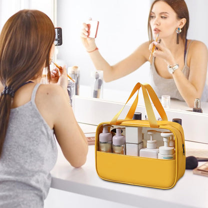 Travel Cosmetic Bag, Large Capacity Toiletry Organizer, Waterproof Bathroom Storage Pouch Men Women, Lightweight Makeup and Accessories Holder for Travel, 30 x 21.5 x 10 cm, yellow, Please refer to