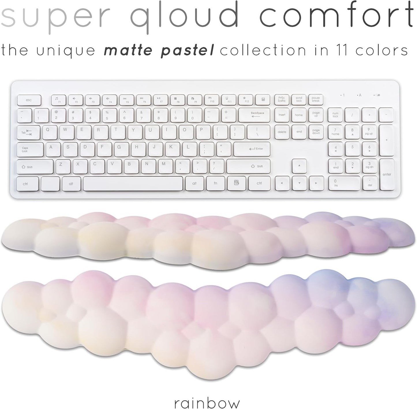 Qloud Cloud Wrist Rest for Keyboard - Palm Rest Pad for Computer Gaming - Rainbow Desk Arm Support
