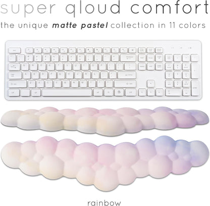 Qloud Cloud Wrist Rest for Keyboard - Palm Rest Pad for Computer Gaming - Rainbow Desk Arm Support