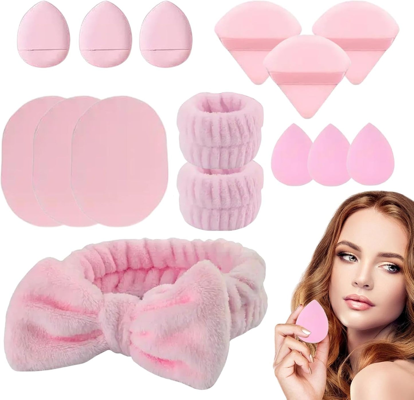 Face Wash Headband, Spa Wristband Set, Makeup Removal Headband, Skincare Headband And Wristband, Hair Accessories For Washing Face, Spa Headband Kit, Makeup Sponge Kit, Face Washing Accessories
