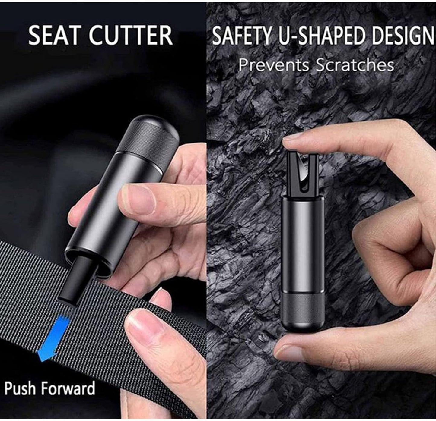 Safehammer Safe Hammer Glass Breaker, Safe Hammer and Seat Belt Cutter with Mount, 2-in-1 Emergency Escape Tool for Rescue, Disaster, Escape (Black,3pcs)