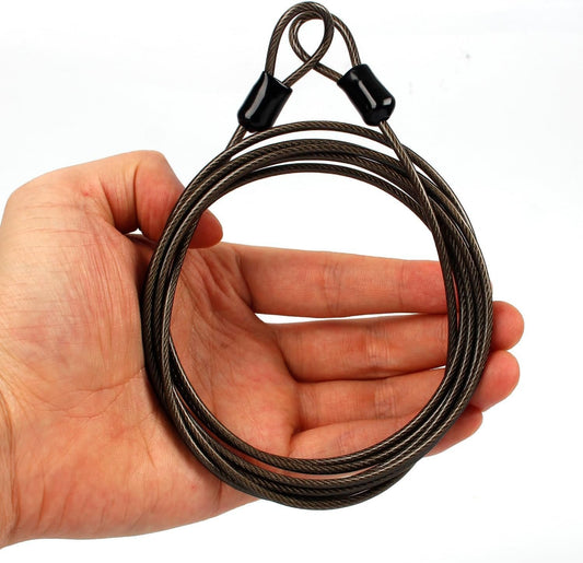 HENWUBEI Stainless Steel Safety Cable Lock, Outdoor Clothesline, Outdoor Travel Security Cable Lock, 200cm 4mm Braided Steel Coated Safety Cable Luggage Lock.