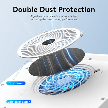 llano RGB Laptop Cooling Pad with Powerful Turbofan, Gaming Laptop Cooler with Infinitely Variable Speed,Touch Control,LCD Screen,Seal Foam for Rapid Cooling Laptop15-19in (White)
